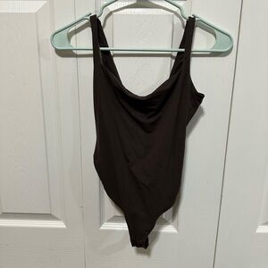 skims square neck fits everybody bodysuit espresso